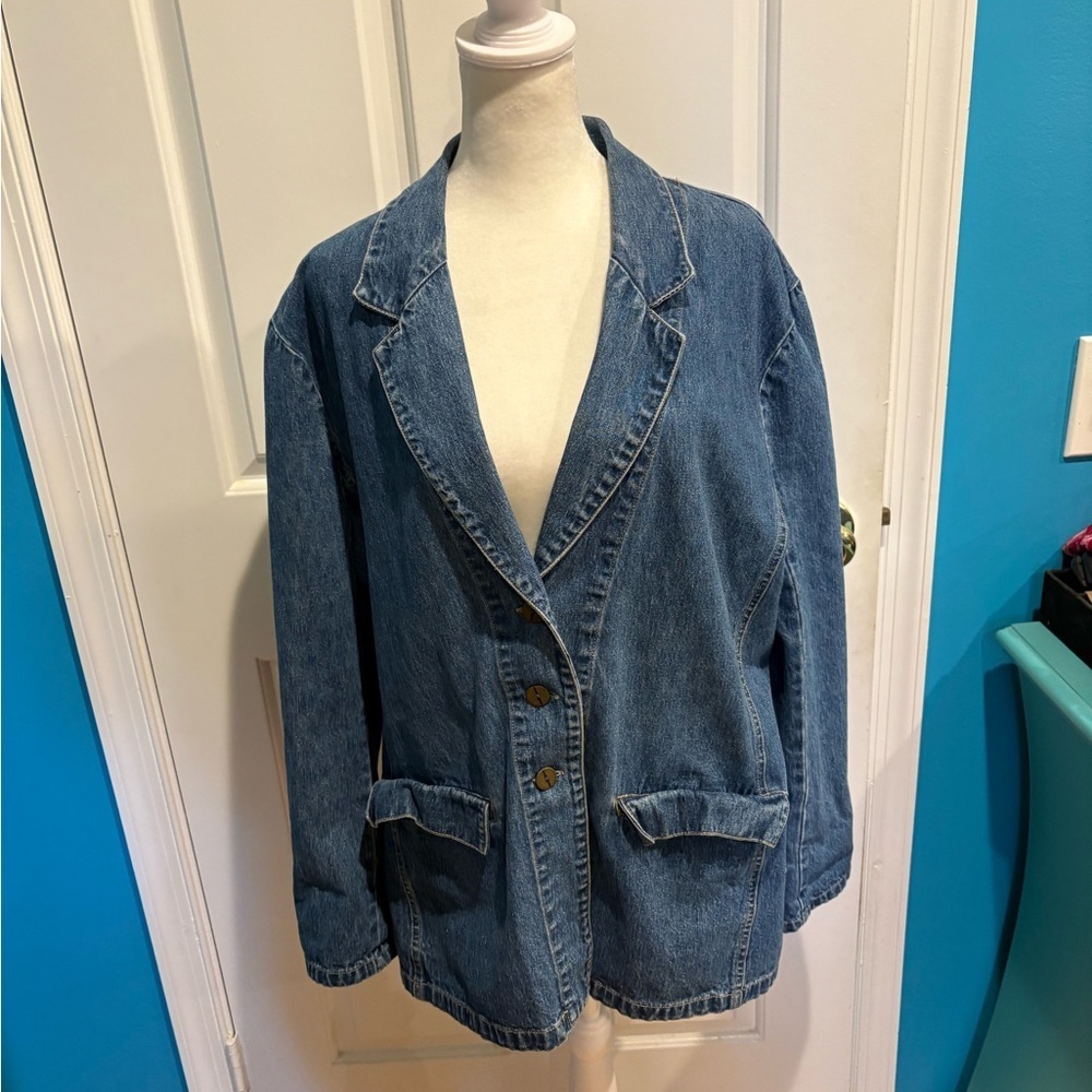 Pierre Cardin vintage women’s blue denim jacket player blue sz L